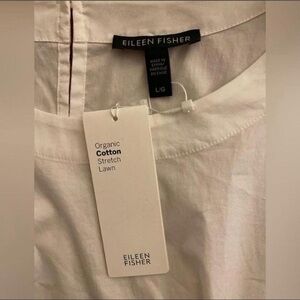 EILEEN FISHER White Organic Cotton Stretch Top